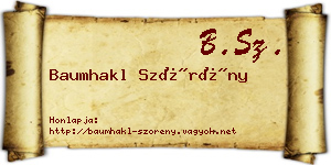 Baumhakl Szörény névjegykártya